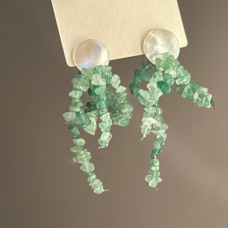 Moonstone & Jade Chip Cascade Drop Earring