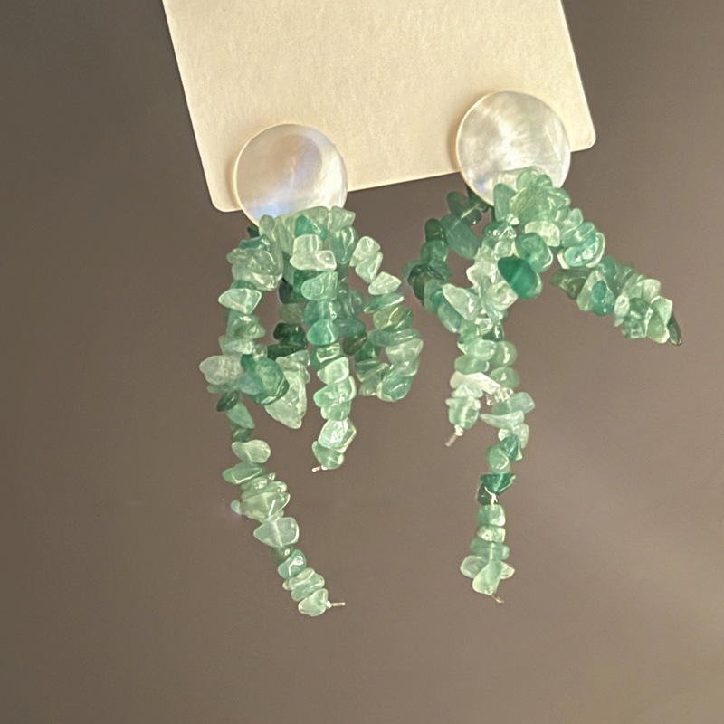 Moonstone & Jade Chip Cascade Drop Earring