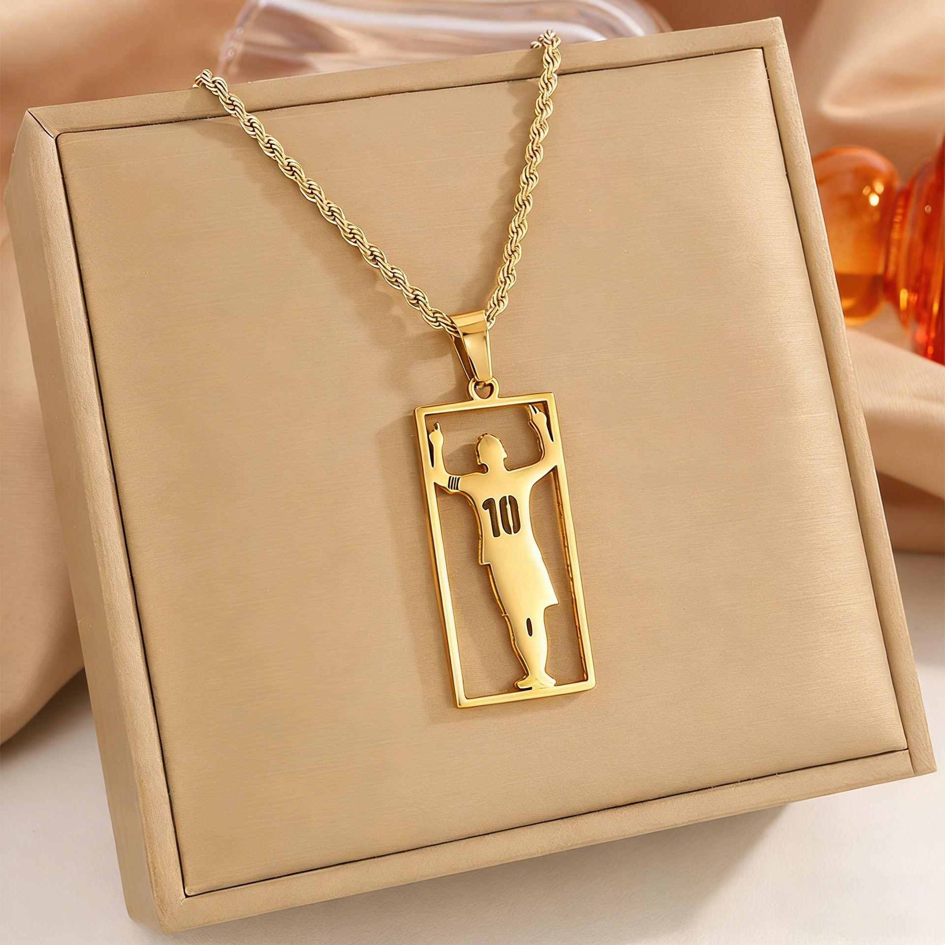 Gold No.10 Argentina Messi FIFA World Cup 2026 Crystal Player Pendant Necklace